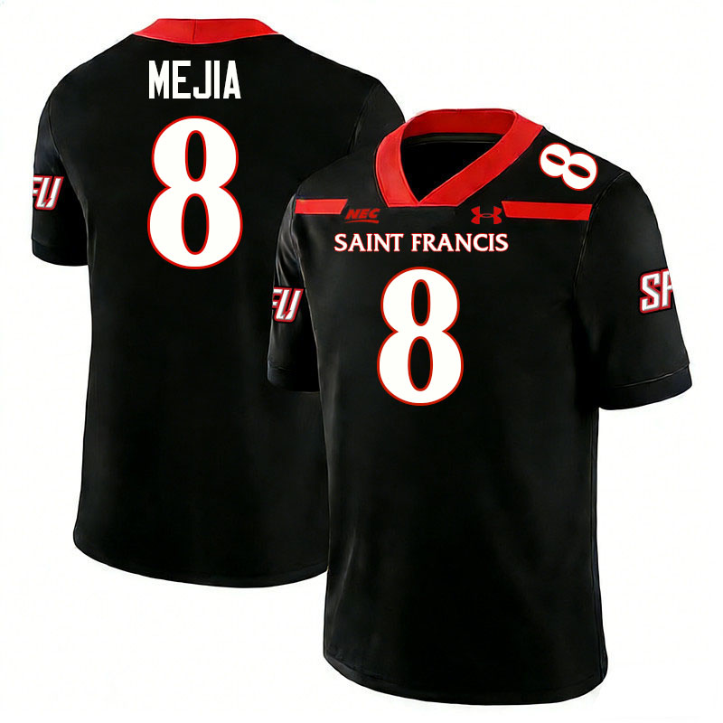 Saint Francis Red Flash #8 Adrian Mejia College Football Jerseys,Uniforms Stitched-Black
